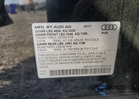 2018 Audi Q3 Premium from USA, damaged, VIN WA1ECCFS1JR003195